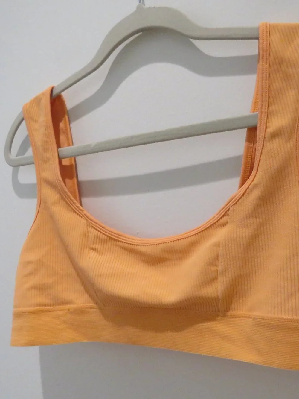 FRANKIES BIKINIS Drew Ribbed Bikini Top Citrus Large Vacation Feminine Stretch